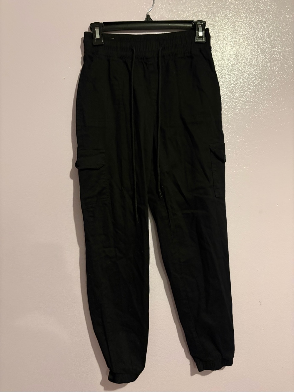 Women’s Black Cargo Jogger Pants - Elastic Waist